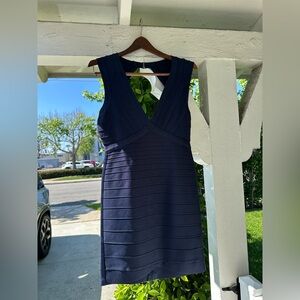 Authentic Herve Leger navy mini bandage dress